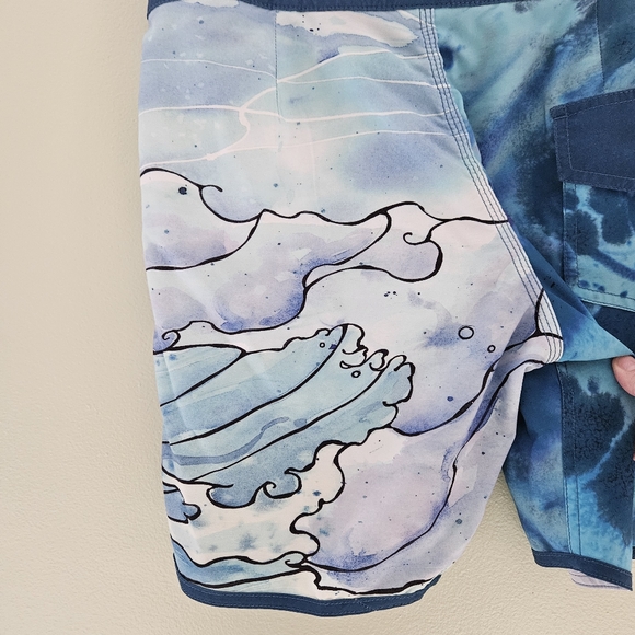 Mens 29 Volcom Board Shorts Swim Trunks Surfer Drawstring Back Pocket Stretch - Picture 6 of 16